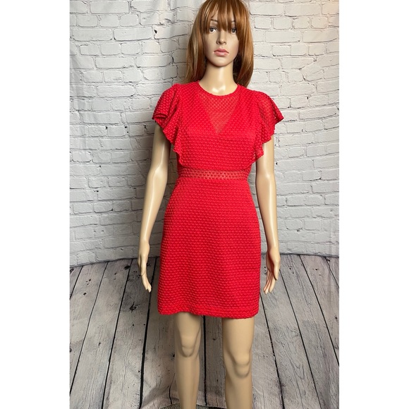 NWT New $440 Maje Red Roucoul Heart Embroidered Dress Size 1 US S - Picture 3 of 15